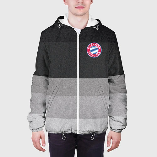 Мужская куртка ФК Бавария: Серый стиль / 3D-Белый – фото 3