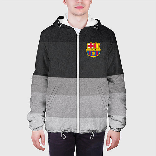 Мужская куртка ФК Барселона: Серый стиль / 3D-Белый – фото 3