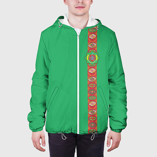 Мужская куртка Туркменистан, лента с гербом / 3D-Белый – фото 3