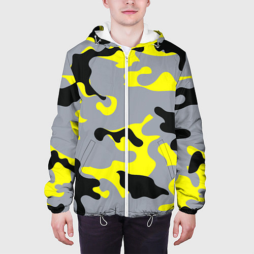 Мужская куртка Yellow & Grey Camouflage / 3D-Белый – фото 3