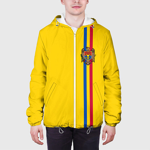 Мужская куртка Молдавия: лента с гербом / 3D-Белый – фото 3