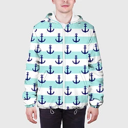 Куртка с капюшоном мужская Морские якоря, цвет: 3D-белый — фото 2