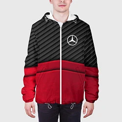Куртка с капюшоном мужская Mercedes Benz: Red Carbon, цвет: 3D-белый — фото 2