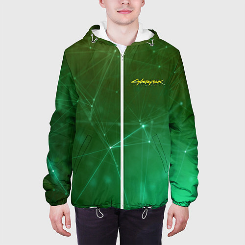 Мужская куртка Cyberpunk 2077: Green Network / 3D-Белый – фото 3