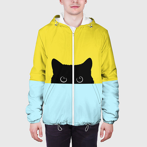 Мужская куртка Черный котик / 3D-Белый – фото 3