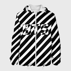 Куртка с капюшоном мужская BTS: B&W Stripes, цвет: 3D-белый