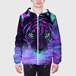 Куртка с капюшоном мужская Неоновый тигр, цвет: 3D-белый — фото 2