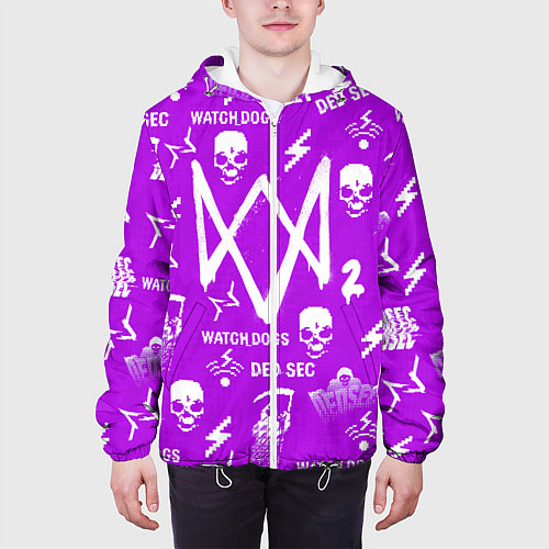 Мужская куртка Watch Dogs 2: Violet Pattern / 3D-Белый – фото 3
