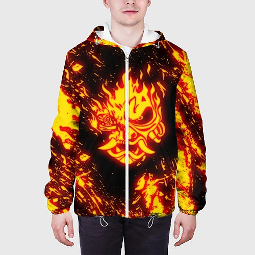Мужская куртка Cyberpunk 2077: FIRE SAMURAI / 3D-Белый – фото 3