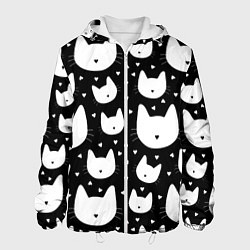 Куртка с капюшоном мужская Love Cats Pattern, цвет: 3D-белый