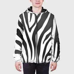 Куртка с капюшоном мужская Африканская зебра, цвет: 3D-черный — фото 2