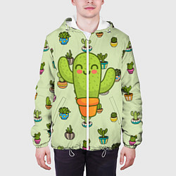 Куртка с капюшоном мужская Веселый кактус, цвет: 3D-белый — фото 2