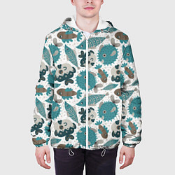 Куртка с капюшоном мужская Экзотическая рыба морей, цвет: 3D-белый — фото 2