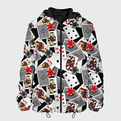 Куртка с капюшоном мужская Игральные карты и фишки, цвет: 3D-черный