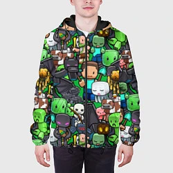 Куртка с капюшоном мужская Жители Майнкрафт, цвет: 3D-черный — фото 2