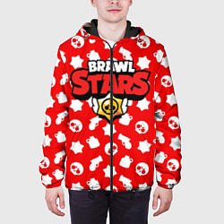 Куртка с капюшоном мужская Brawl Stars: Red & White, цвет: 3D-черный — фото 2