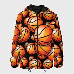 Куртка с капюшоном мужская Баскетбольные яркие мячи, цвет: 3D-черный