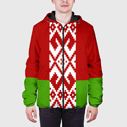 Куртка с капюшоном мужская Беларусь флаг, цвет: 3D-черный — фото 2