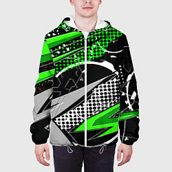 Куртка с капюшоном мужская Black and green corners, цвет: 3D-белый — фото 2