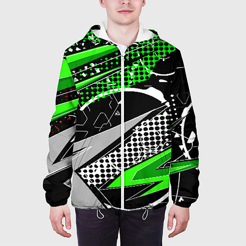 Мужская куртка Black and green corners / 3D-Белый – фото 3