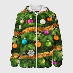 Куртка с капюшоном мужская Живая новогодняя ёлка, цвет: 3D-белый