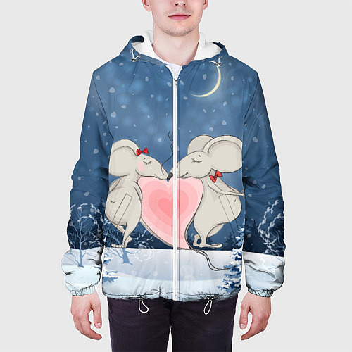 Мужская куртка Влюбленные мышки / 3D-Белый – фото 3