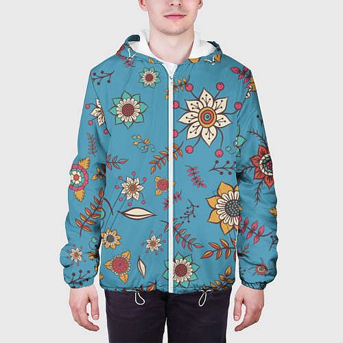 Мужская куртка Цветочный рай узор / 3D-Белый – фото 3