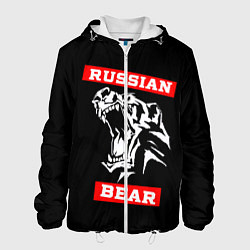 Куртка с капюшоном мужская RUSSIAN BEAR - WILD POWER, цвет: 3D-белый