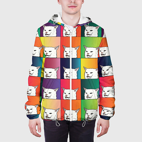 Мужская куртка Woman Yelling at Cat / 3D-Белый – фото 3