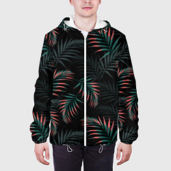Куртка с капюшоном мужская Листья пальмы, цвет: 3D-белый — фото 2