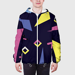 Куртка с капюшоном мужская Танец геометрии, цвет: 3D-белый — фото 2