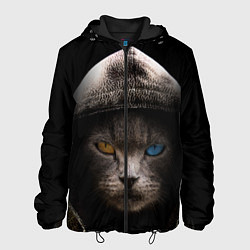 Куртка с капюшоном мужская Уличный кот, цвет: 3D-черный