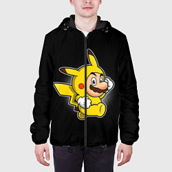 Куртка с капюшоном мужская Марио в костюме пикачу, цвет: 3D-черный — фото 2