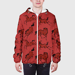Куртка с капюшоном мужская Красные кони, цвет: 3D-белый — фото 2
