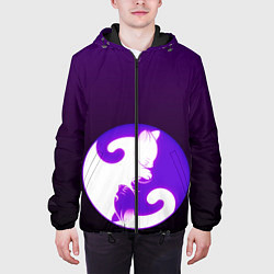 Куртка с капюшоном мужская Кошачий Инь - Янь, цвет: 3D-черный — фото 2