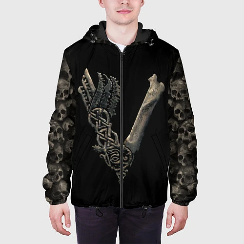 Мужская куртка Vikings bones logo / 3D-Черный – фото 3