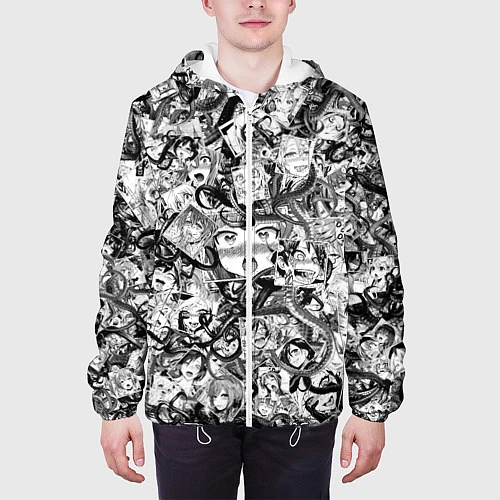 Мужская куртка Ахегао с щупальцами / 3D-Белый – фото 3