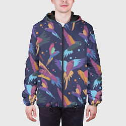 Куртка с капюшоном мужская Райские попугаи, цвет: 3D-черный — фото 2