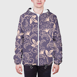 Куртка с капюшоном мужская Узоры Цветы, цвет: 3D-белый — фото 2