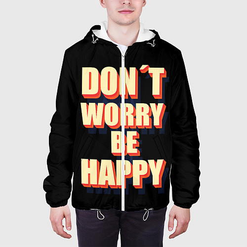 Мужская куртка Не волнуйся, будь счастлив / 3D-Белый – фото 3