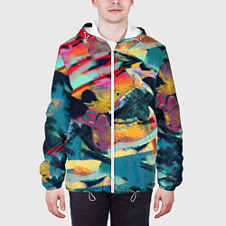Куртка с капюшоном мужская Абстрактный рисунок, цвет: 3D-белый — фото 2