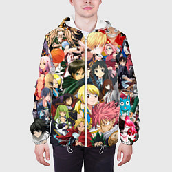 Куртка с капюшоном мужская Аниме коллаж, цвет: 3D-белый — фото 2
