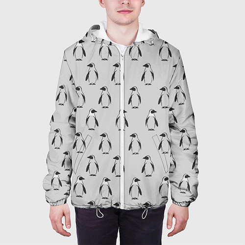 Мужская куртка Нашествие пингвинов / 3D-Белый – фото 3