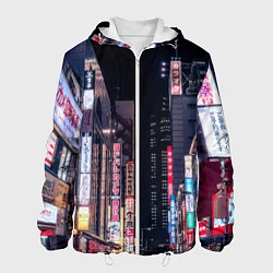Куртка с капюшоном мужская Ночной Токио, цвет: 3D-белый
