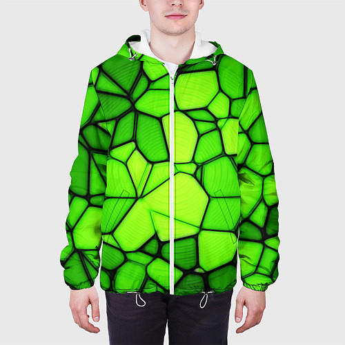 Мужская куртка Зеленая мозаика / 3D-Белый – фото 3