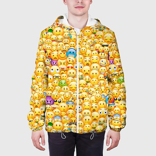 Мужская куртка Смайлики Emoji / 3D-Белый – фото 3