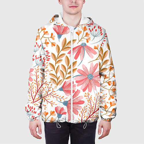 Мужская куртка Цветы / 3D-Белый – фото 3