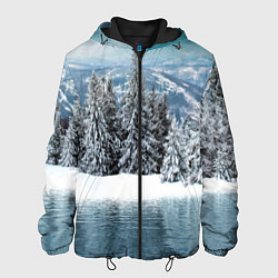 Куртка с капюшоном мужская Зимний лес, цвет: 3D-черный