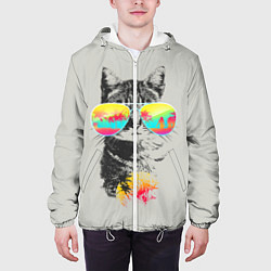 Куртка с капюшоном мужская Котик В Очках, цвет: 3D-белый — фото 2