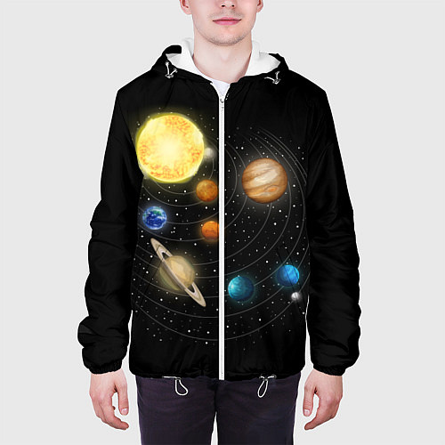 Мужская куртка Солнечная Система / 3D-Белый – фото 3